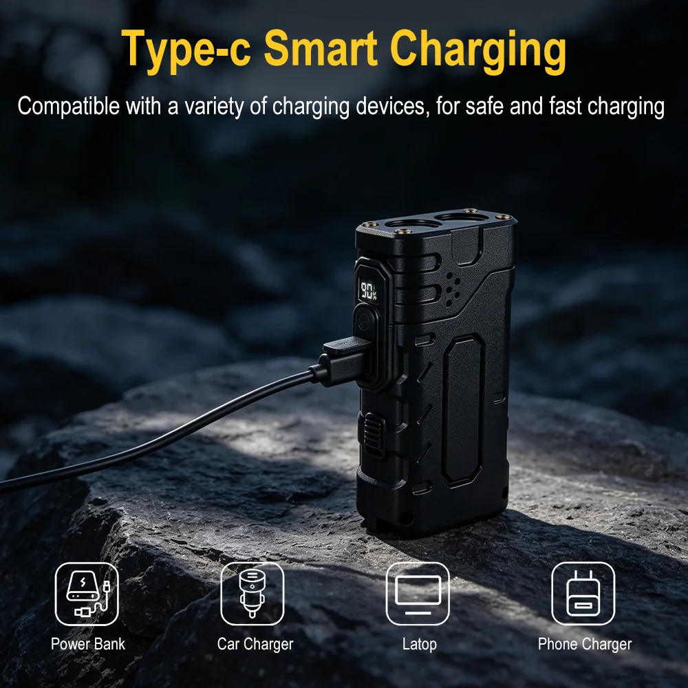 BORUIiT Hand Crank EDC LED Fla - Outdoor Lighting Black recension och pris