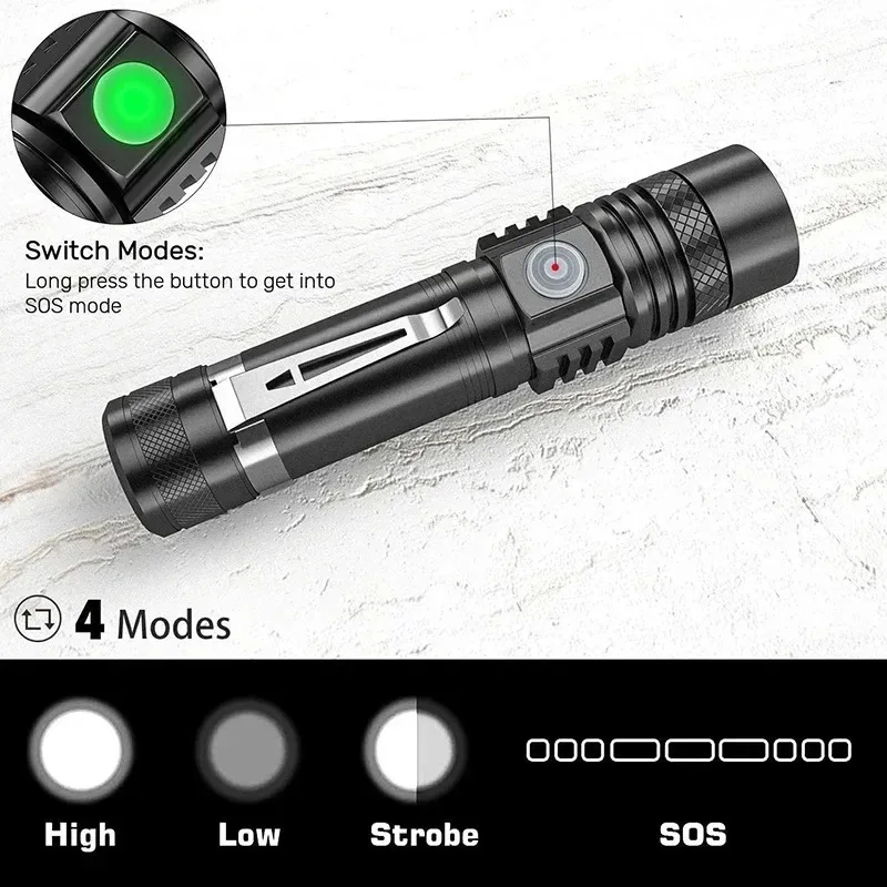 T6 LED Rechargeable Flashlight - Outdoor Lighting Black recension och pris
